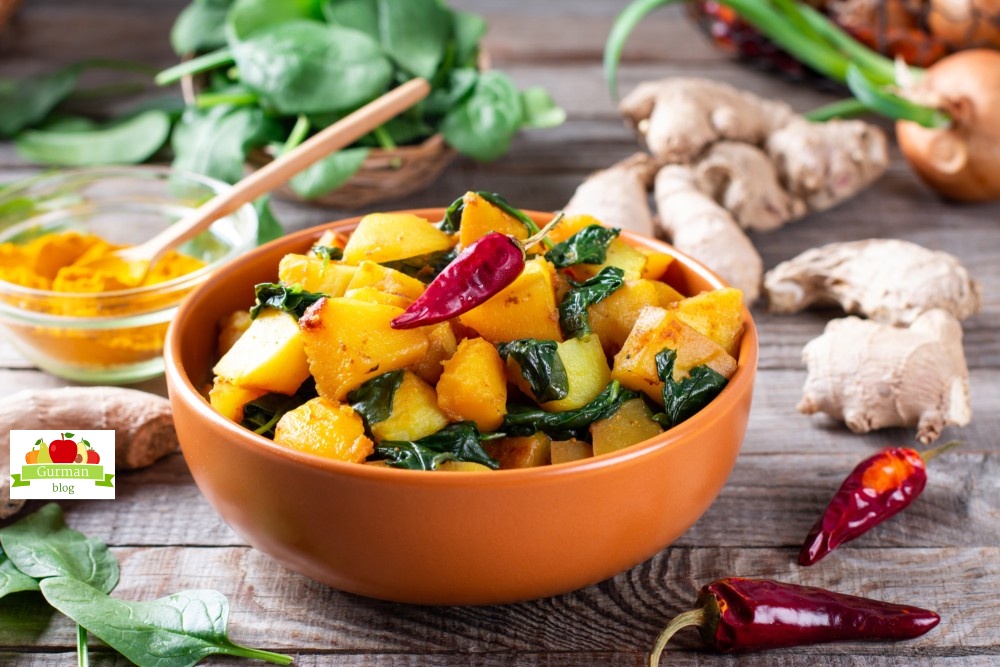 Алу Палак – индийское блюдо с картофелем и шпинатом