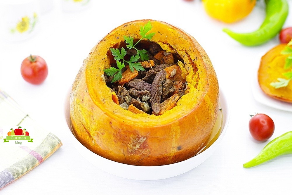 Фаршированная тыква в духовке целиком с мясом