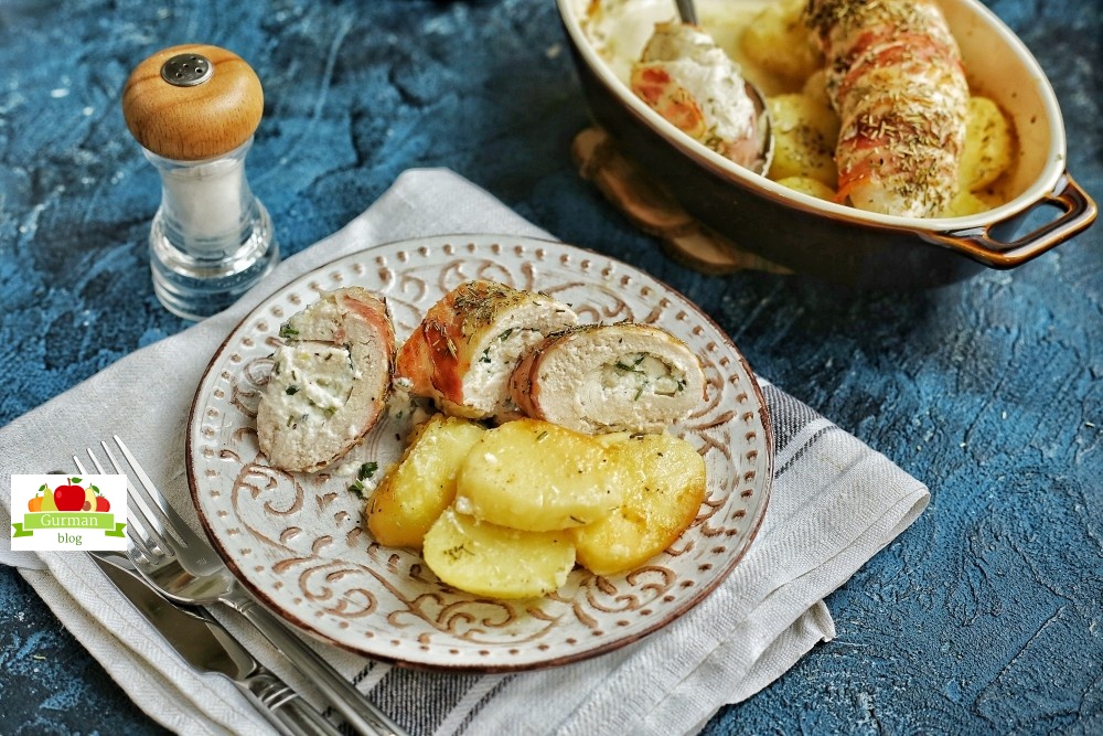 Фаршированное куриное филе с творожным сыром