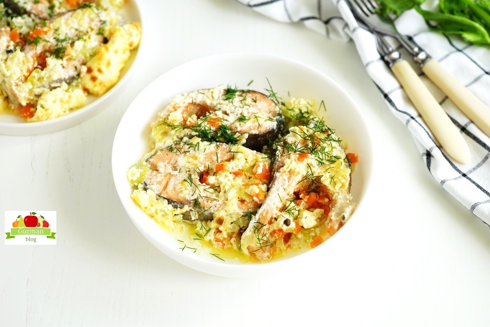 Форель в духовке стейками со сливками