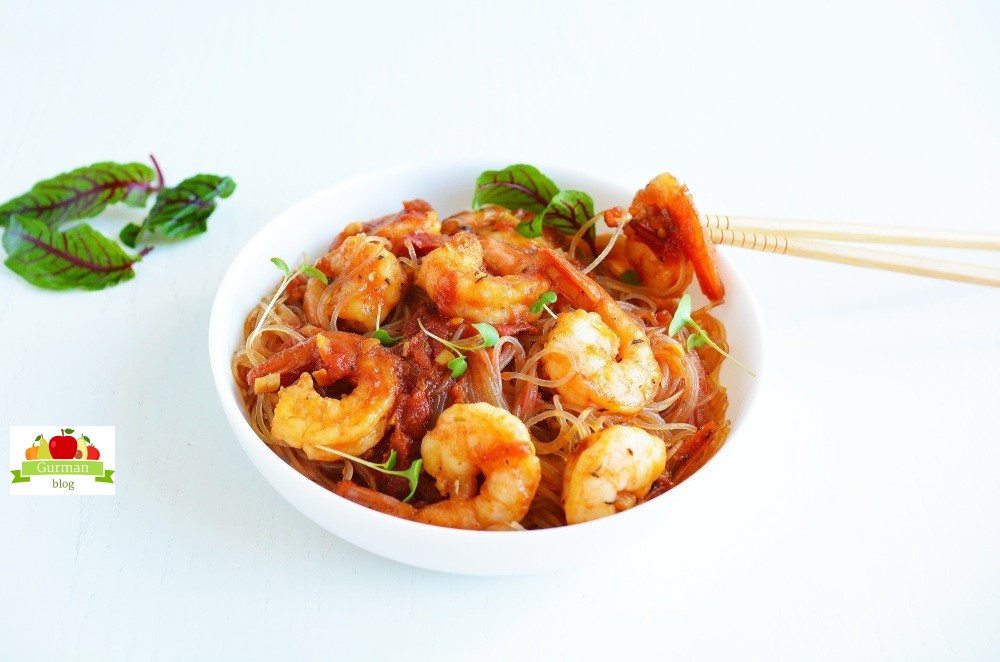 Фунчоза с креветками