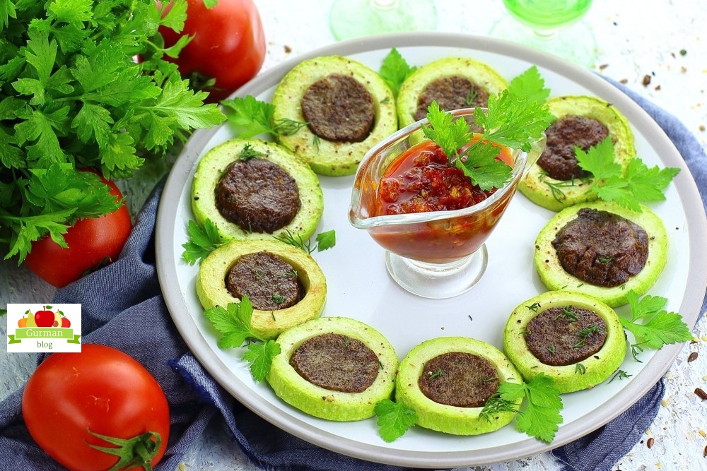 Кабачковые колечки фаршированные печенкой