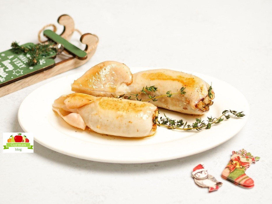 Кальмары, фаршированные грибами