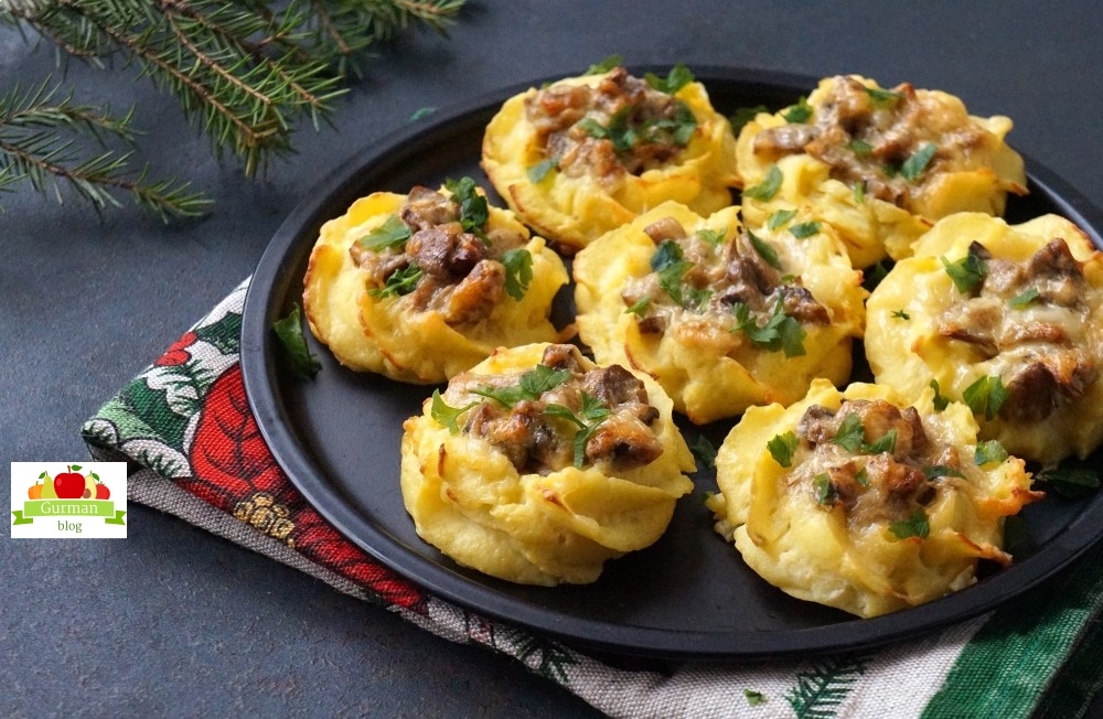 Картофельные “гнезда” с грибами