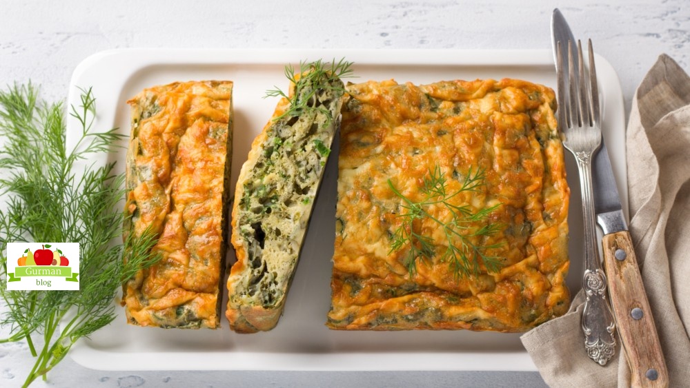 Ленивый пирог со шпинатом и щавелем