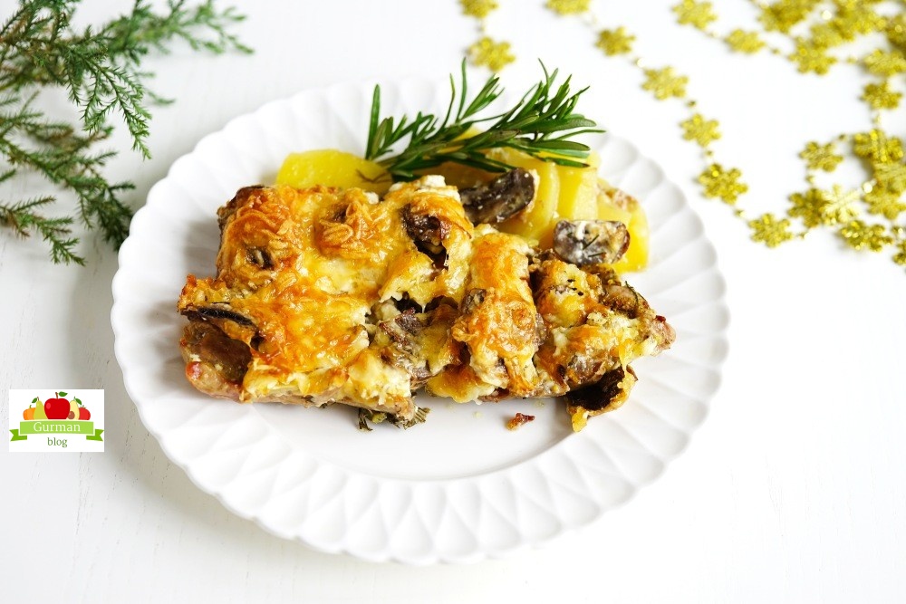 Мясо по-французски с грибами на Новый год