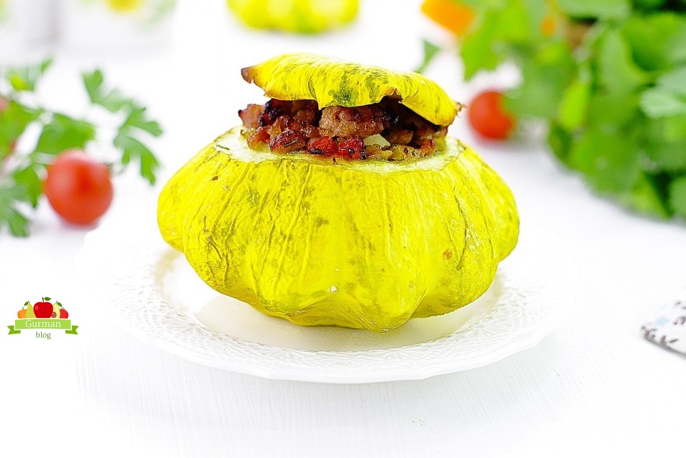 Патиссоны фаршированные фаршем, запеченные в духовке