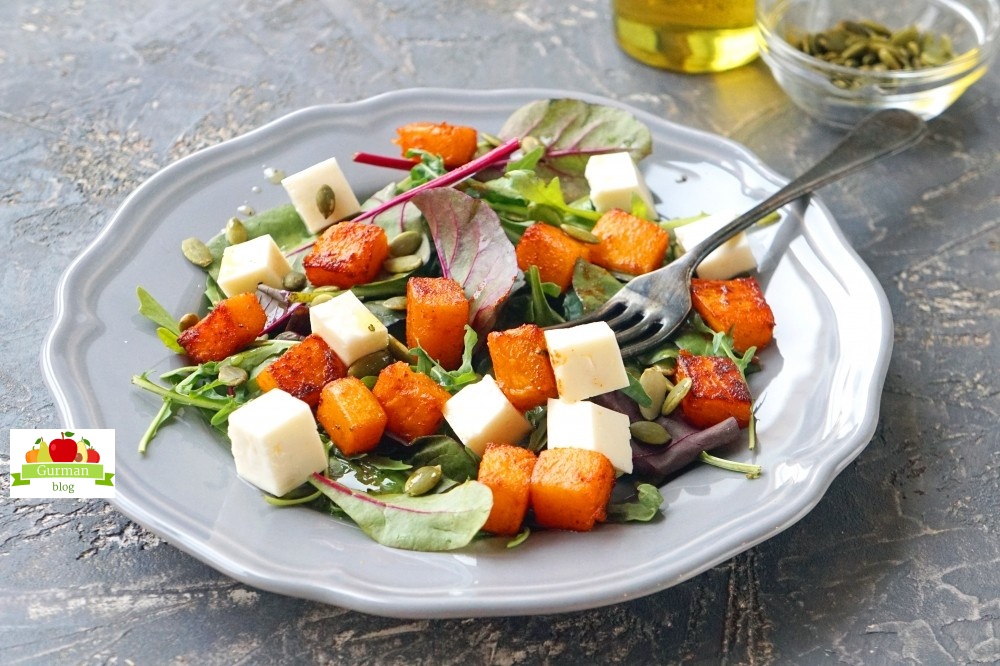 Салат с тыквой и сыром брынза