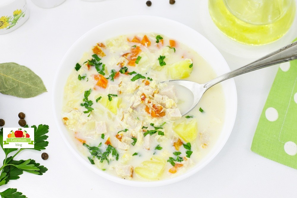 Суп с копченой курицей