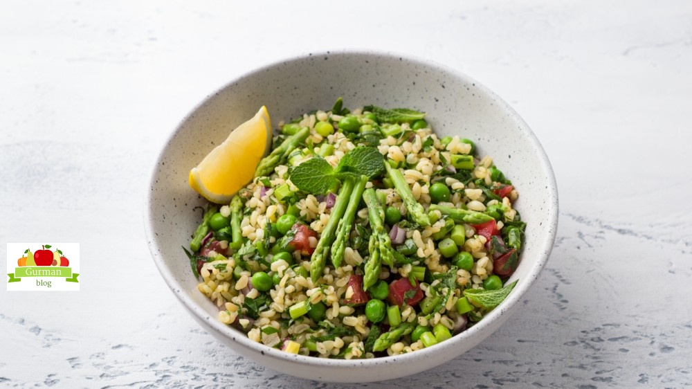 Табуле со спаржей и зелёным горошком