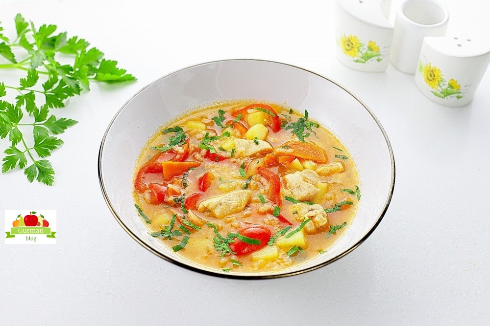 Томатный суп из томатной пасты с рисом