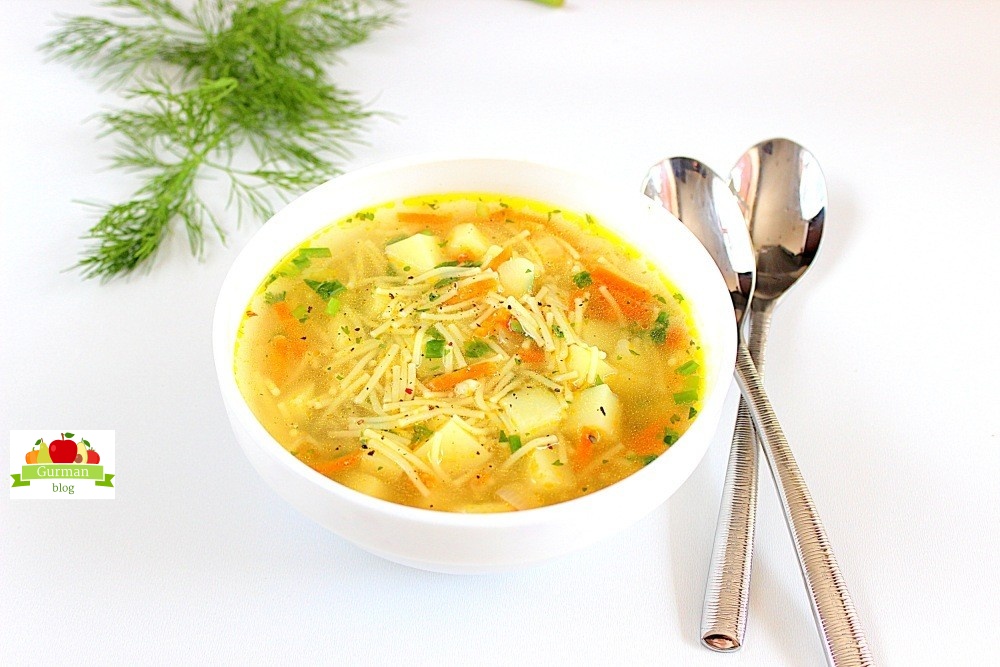 Вкусный постный суп с вермишелью и картошкой