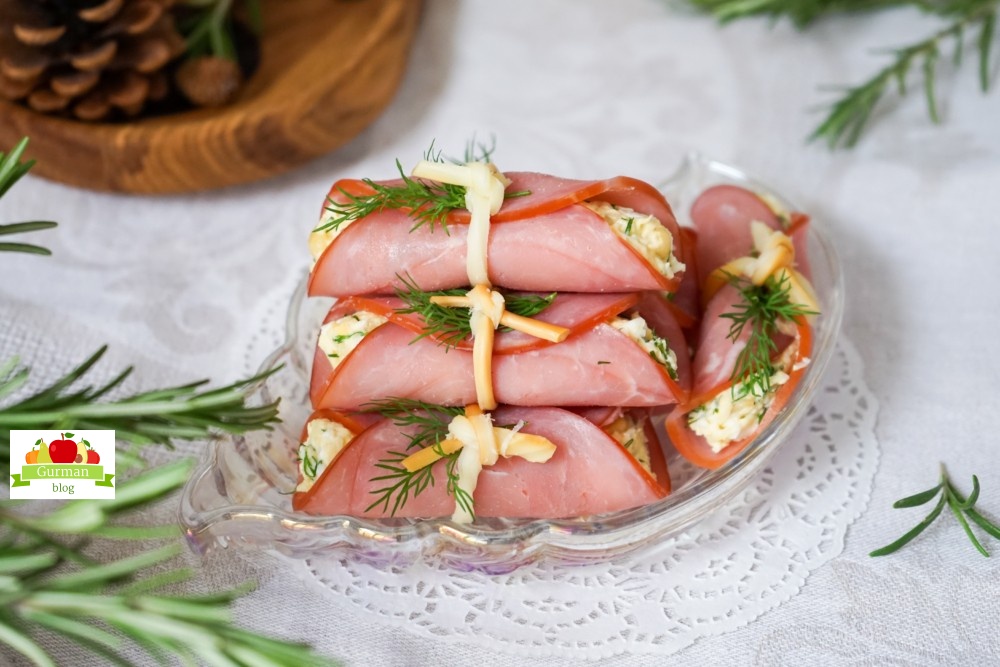 Закуска “Рулетики из ветчины”