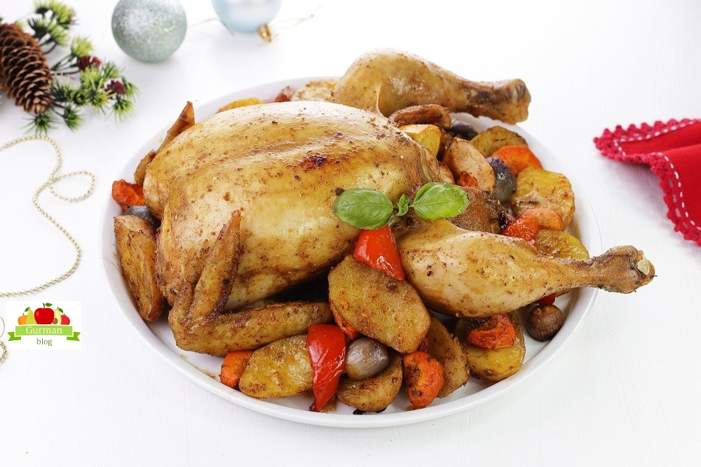 Запеченная курица с картошкой на новогодний стол