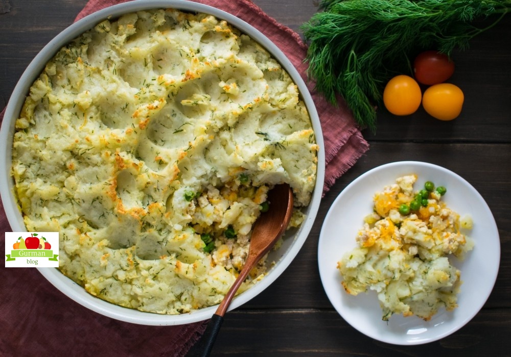 Запеканка из картофеля с курицей и овощами